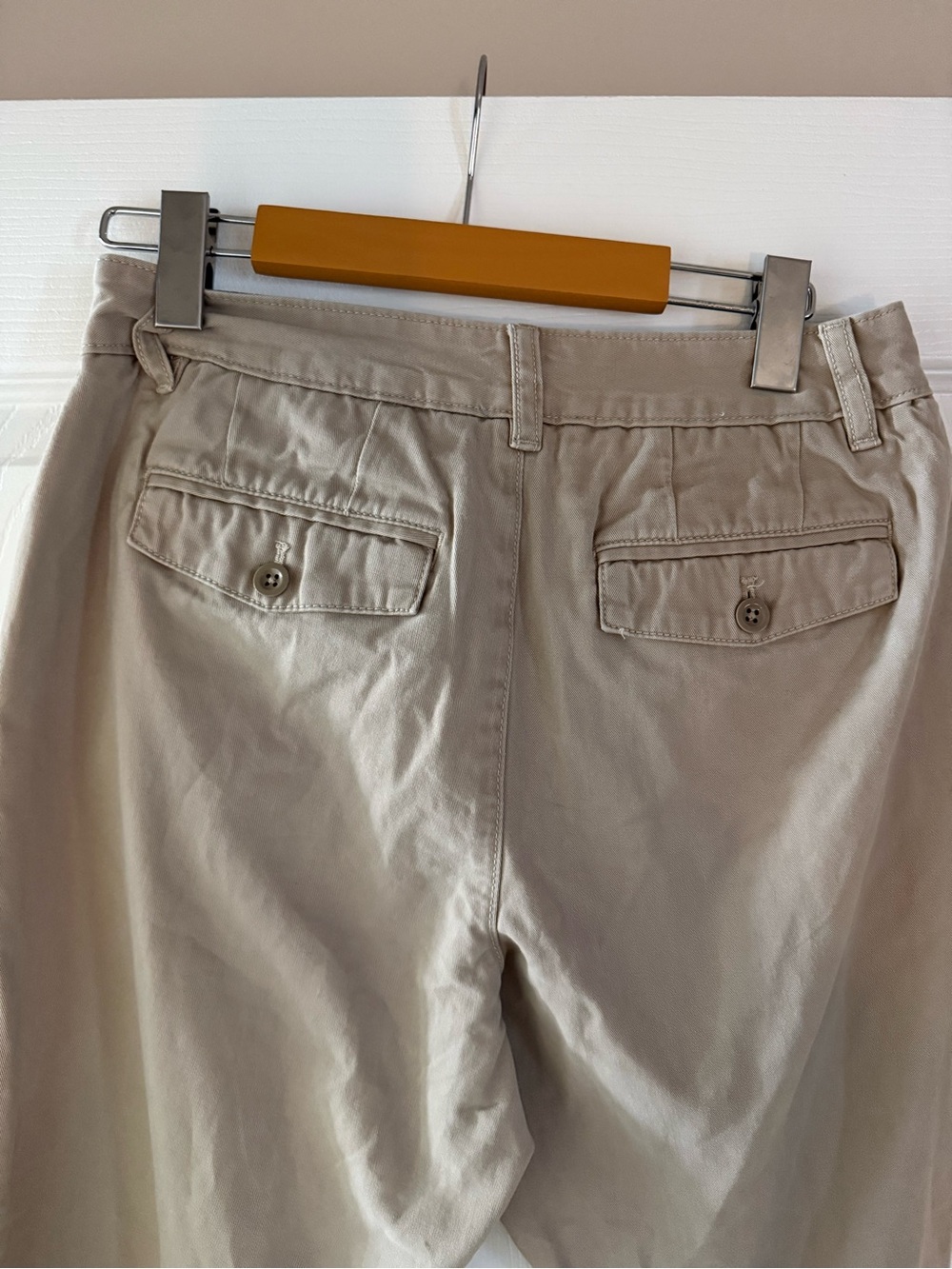 Eddie Bauer Legendwash Cotton Tan Khaki Pants with Blue Waistband Detail - Picture 4 of 8